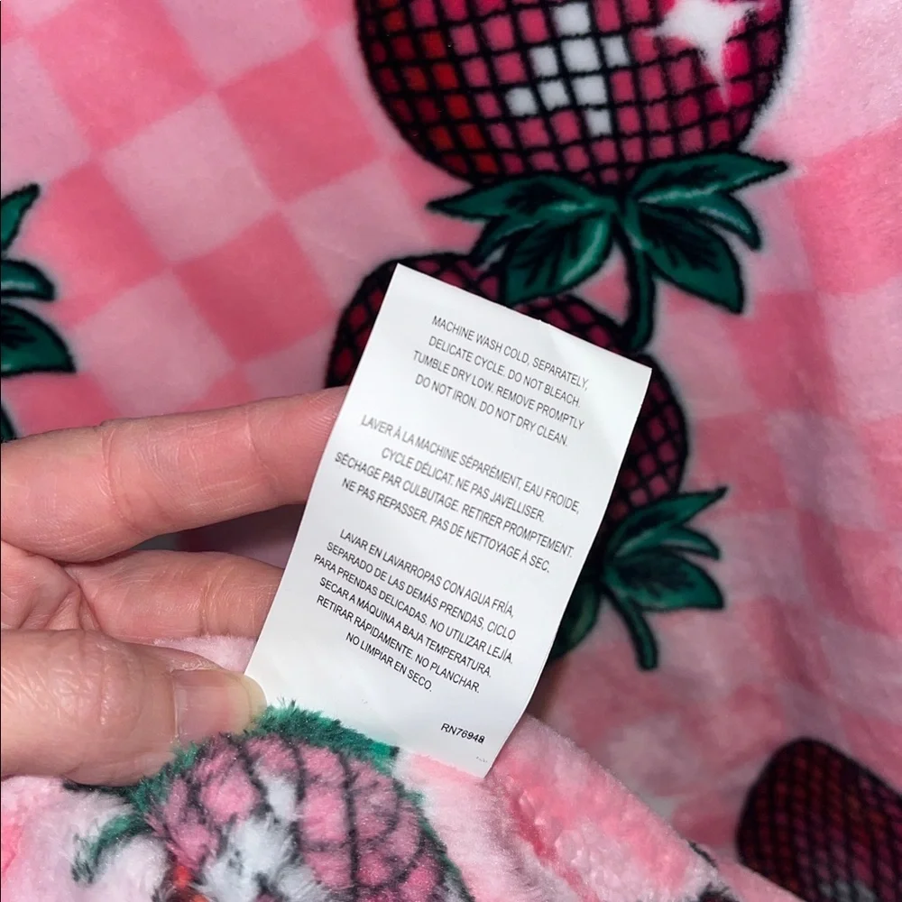 Betsey Johnson Pink Strawberry Plush Throw